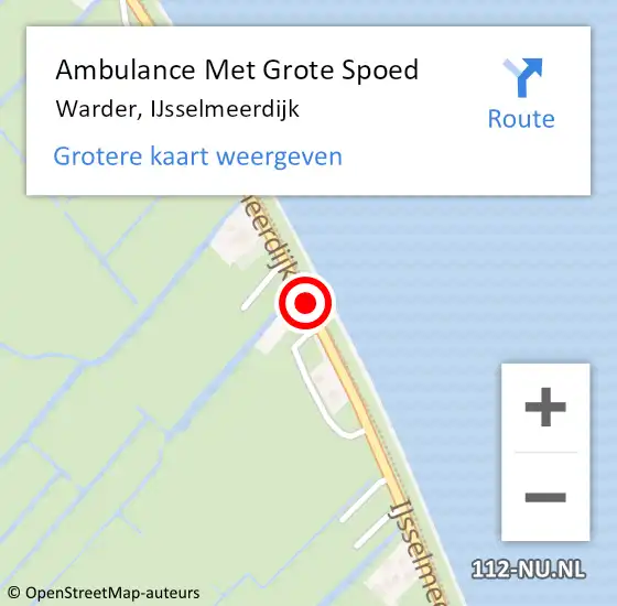 Locatie op kaart van de 112 melding: Ambulance Met Grote Spoed Naar Warder, IJsselmeerdijk op 2 juli 2014 15:42