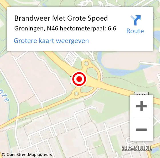 Locatie op kaart van de 112 melding: Brandweer Met Grote Spoed Naar Groningen, N46 hectometerpaal: 6,6 op 17 december 2021 15:06
