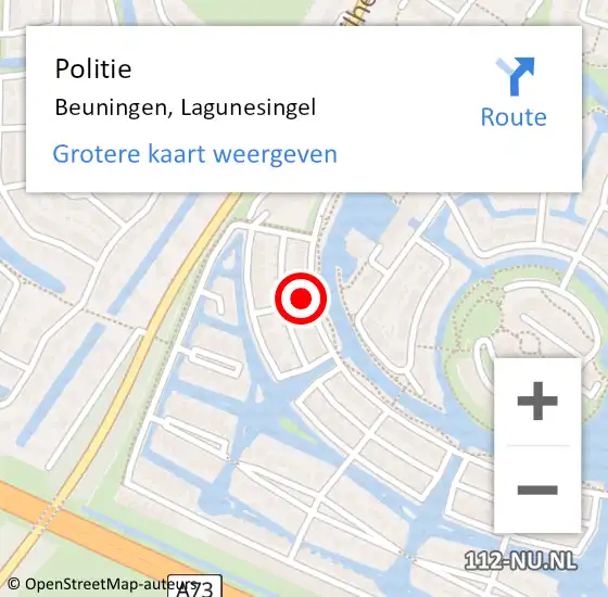 Locatie op kaart van de 112 melding: Politie Beuningen, Lagunesingel op 17 december 2021 15:43