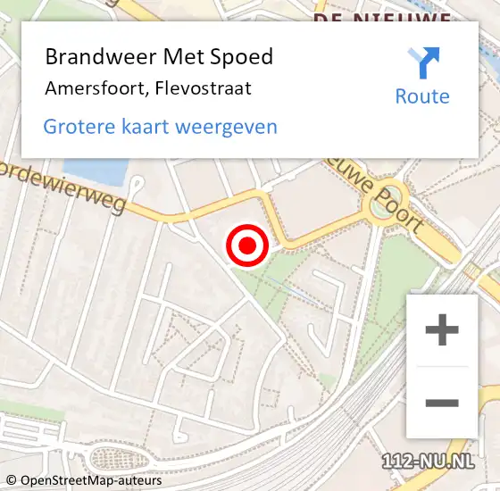 Locatie op kaart van de 112 melding: Brandweer Met Spoed Naar Amersfoort, Flevostraat op 17 december 2021 15:58