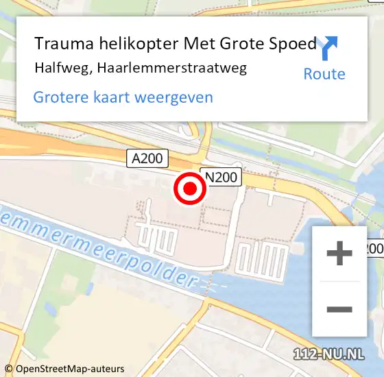 Locatie op kaart van de 112 melding: Trauma helikopter Met Grote Spoed Naar Halfweg, Haarlemmerstraatweg op 17 december 2021 16:08