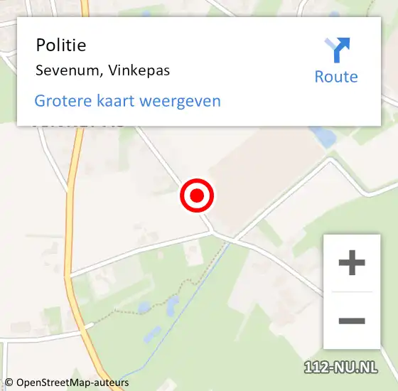 Locatie op kaart van de 112 melding: Politie Sevenum, Vinkepas op 17 december 2021 16:11