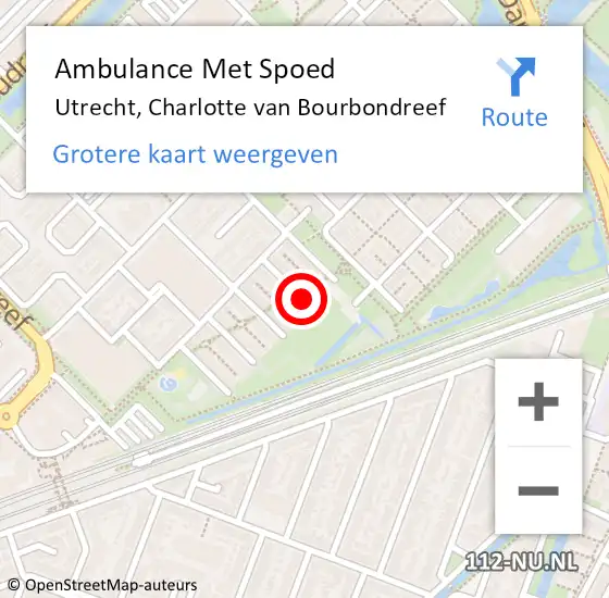 Locatie op kaart van de 112 melding: Ambulance Met Spoed Naar Utrecht, Charlotte van Bourbondreef op 2 juli 2014 15:56