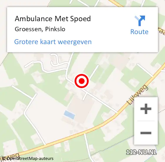 Locatie op kaart van de 112 melding: Ambulance Met Spoed Naar Groessen, Pinkslo op 17 december 2021 16:25