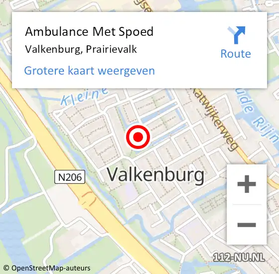 Locatie op kaart van de 112 melding: Ambulance Met Spoed Naar Valkenburg, Prairievalk op 17 december 2021 16:37