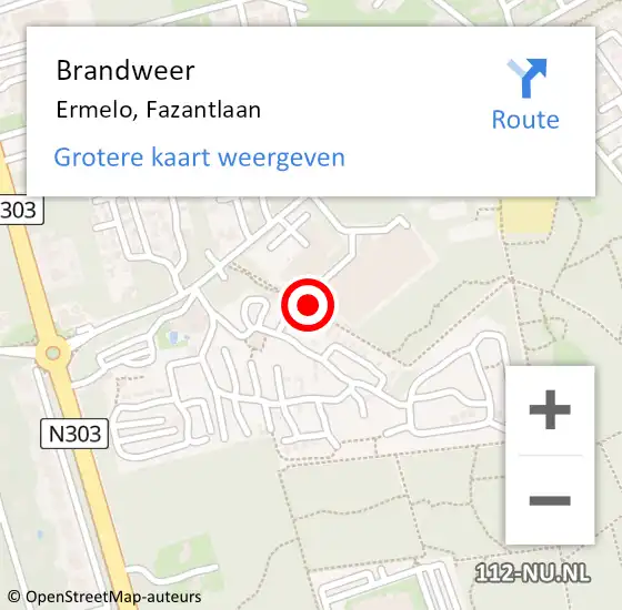 Locatie op kaart van de 112 melding: Brandweer Ermelo, Fazantlaan op 17 december 2021 16:39