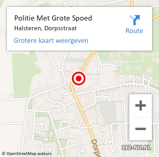 Locatie op kaart van de 112 melding: Politie Met Grote Spoed Naar Halsteren, Dorpsstraat op 17 december 2021 17:07