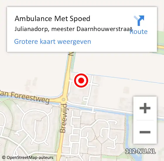 Locatie op kaart van de 112 melding: Ambulance Met Spoed Naar Julianadorp, meester Daarnhouwerstraat op 17 december 2021 17:15