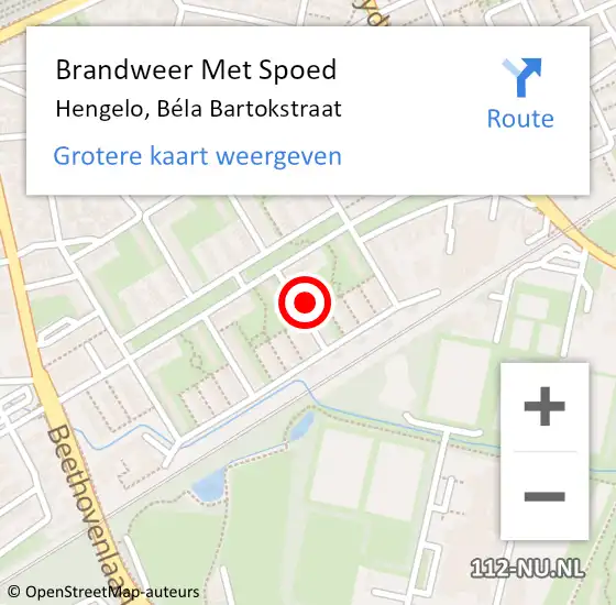 Locatie op kaart van de 112 melding: Brandweer Met Spoed Naar Hengelo, Béla Bartokstraat op 17 december 2021 17:32