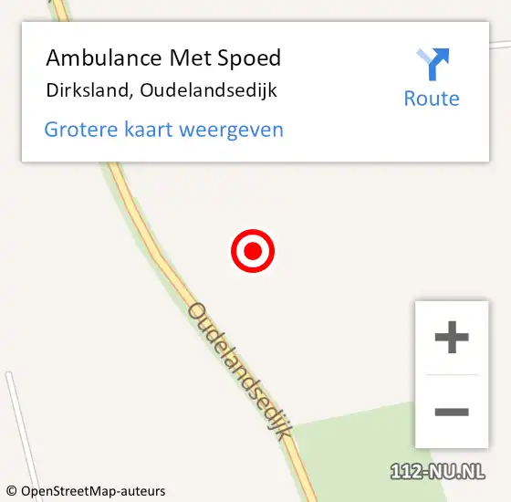 Locatie op kaart van de 112 melding: Ambulance Met Spoed Naar Dirksland, Oudelandsedijk op 17 december 2021 17:57