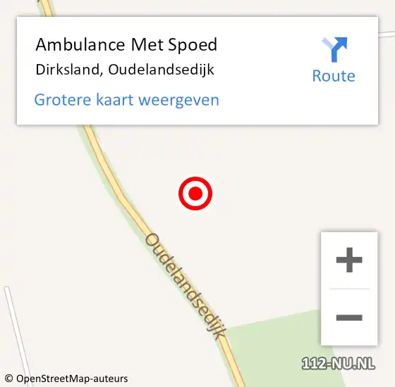 Locatie op kaart van de 112 melding: Ambulance Met Spoed Naar Dirksland, Oudelandsedijk op 17 december 2021 18:01