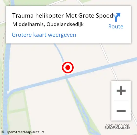 Locatie op kaart van de 112 melding: Trauma helikopter Met Grote Spoed Naar Middelharnis, Oudelandsedijk op 17 december 2021 18:02