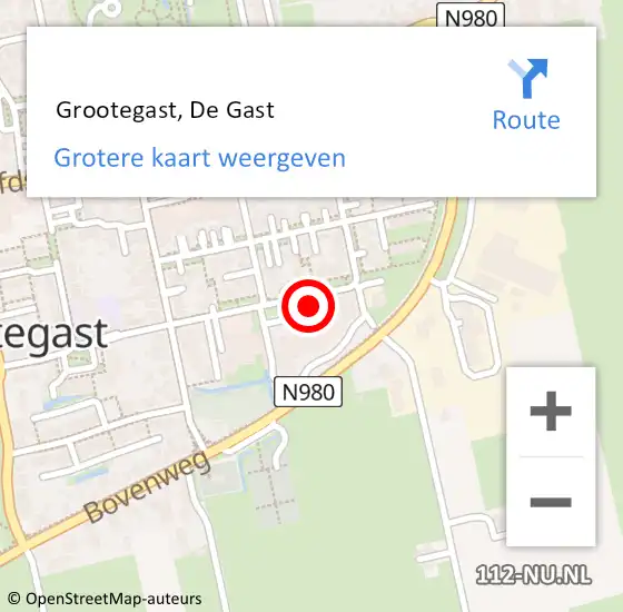 Locatie op kaart van de 112 melding:  Grootegast, De Gast op 17 december 2021 18:08