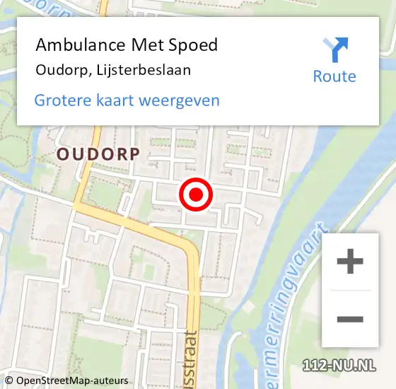 Locatie op kaart van de 112 melding: Ambulance Met Spoed Naar Oudorp, Lijsterbeslaan op 2 juli 2014 16:07