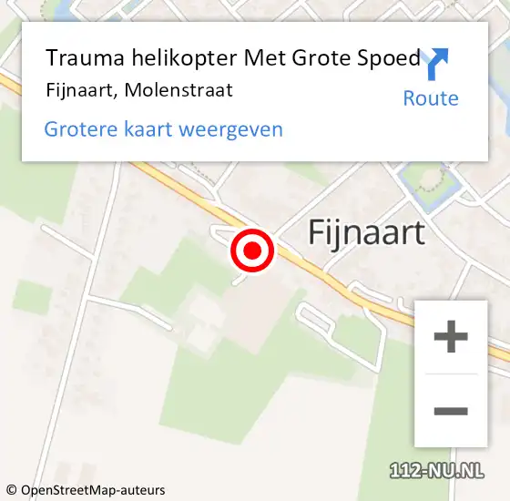 Locatie op kaart van de 112 melding: Trauma helikopter Met Grote Spoed Naar Fijnaart, Molenstraat op 17 december 2021 18:21