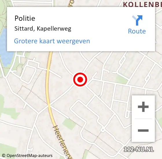 Locatie op kaart van de 112 melding: Politie Sittard, Kapellerweg op 17 december 2021 18:54