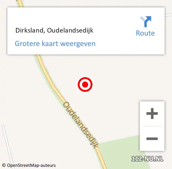 Locatie op kaart van de 112 melding:  Dirksland, Oudelandsedijk op 17 december 2021 18:58