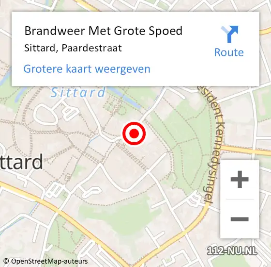 Locatie op kaart van de 112 melding: Brandweer Met Grote Spoed Naar Sittard, Paardestraat op 17 december 2021 19:04