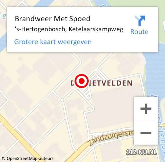 Locatie op kaart van de 112 melding: Brandweer Met Spoed Naar 's-Hertogenbosch, Ketelaarskampweg op 17 december 2021 19:11