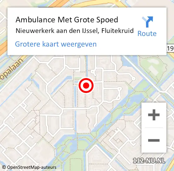 Locatie op kaart van de 112 melding: Ambulance Met Grote Spoed Naar Nieuwerkerk aan den IJssel, Fluitekruid op 17 december 2021 19:22