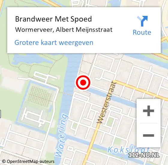 Locatie op kaart van de 112 melding: Brandweer Met Spoed Naar Wormerveer, Albert Meijnsstraat op 17 december 2021 19:28