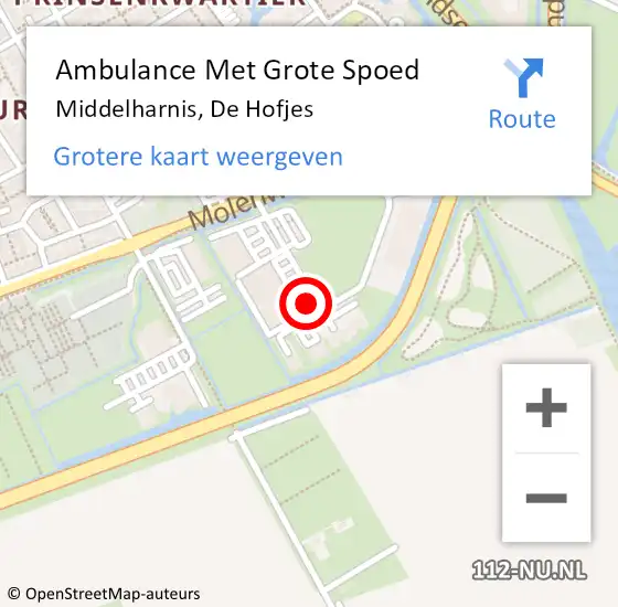 Locatie op kaart van de 112 melding: Ambulance Met Grote Spoed Naar Middelharnis, De Hofjes op 17 december 2021 19:32