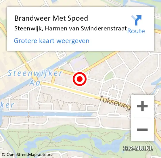 Locatie op kaart van de 112 melding: Brandweer Met Spoed Naar Steenwijk, Harmen van Swinderenstraat op 17 december 2021 19:39