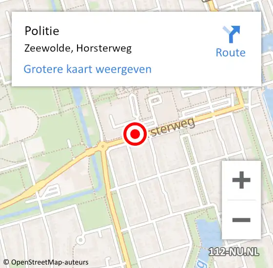 Locatie op kaart van de 112 melding: Politie Zeewolde, Horsterweg op 17 december 2021 19:48