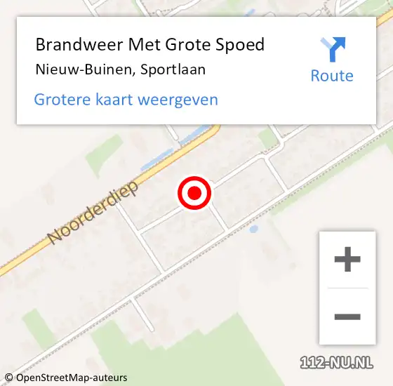 Locatie op kaart van de 112 melding: Brandweer Met Grote Spoed Naar Nieuw-Buinen, Sportlaan op 17 december 2021 20:09