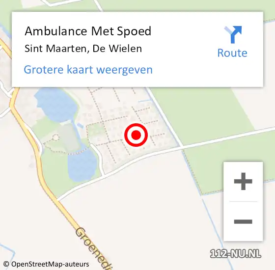 Locatie op kaart van de 112 melding: Ambulance Met Spoed Naar Sint Maarten, De Wielen op 17 december 2021 20:18