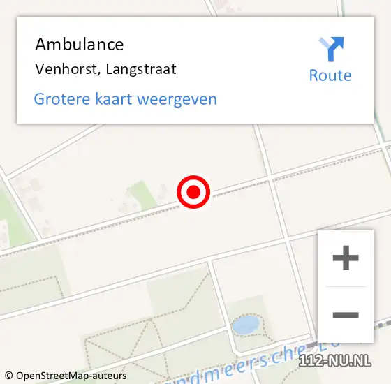 Locatie op kaart van de 112 melding: Ambulance Venhorst, Langstraat op 2 juli 2014 16:21