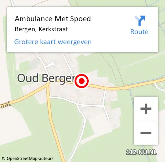 Locatie op kaart van de 112 melding: Ambulance Met Spoed Naar Bergen, Kerkstraat op 17 december 2021 21:24