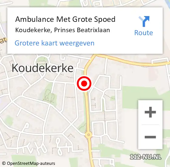 Locatie op kaart van de 112 melding: Ambulance Met Grote Spoed Naar Koudekerke, Prinses Beatrixlaan op 7 oktober 2013 07:07