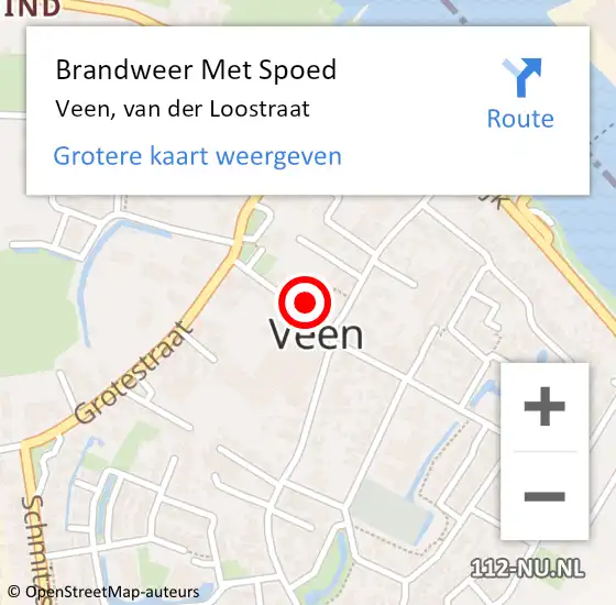 Locatie op kaart van de 112 melding: Brandweer Met Spoed Naar Veen, van der Loostraat op 17 december 2021 21:46