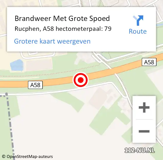 Locatie op kaart van de 112 melding: Brandweer Met Grote Spoed Naar Rucphen, A58 hectometerpaal: 79 op 17 december 2021 21:56