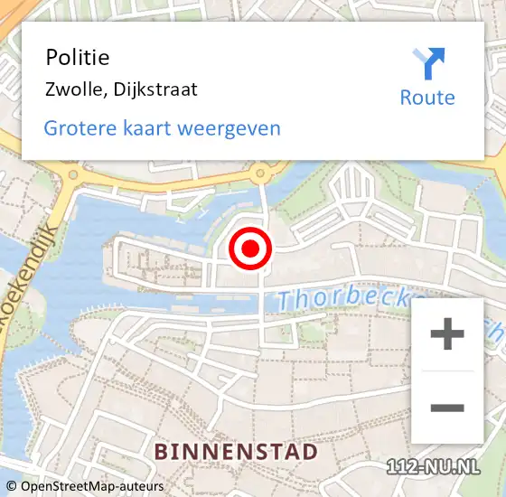 Locatie op kaart van de 112 melding: Politie Zwolle, Dijkstraat op 17 december 2021 21:57