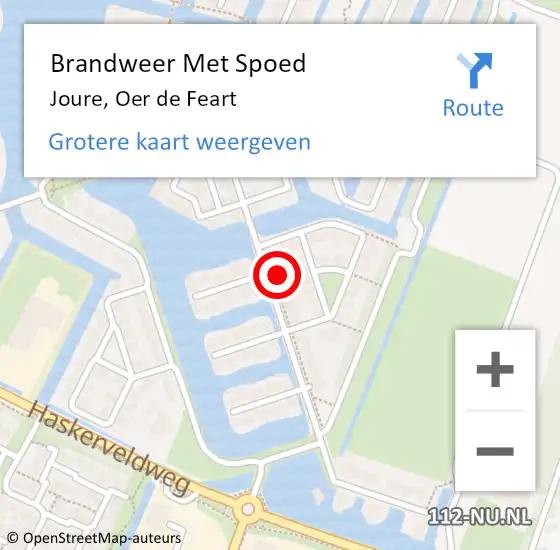 Locatie op kaart van de 112 melding: Brandweer Met Spoed Naar Joure, Oer de Feart op 17 december 2021 22:06