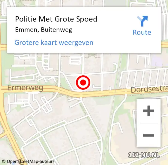 Locatie op kaart van de 112 melding: Politie Met Grote Spoed Naar Emmen, Buitenweg op 17 december 2021 22:06