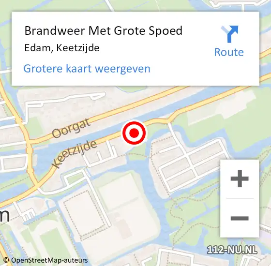 Locatie op kaart van de 112 melding: Brandweer Met Grote Spoed Naar Edam, Keetzijde op 17 december 2021 22:09