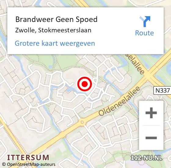 Locatie op kaart van de 112 melding: Brandweer Geen Spoed Naar Zwolle, Stokmeesterslaan op 17 december 2021 22:22