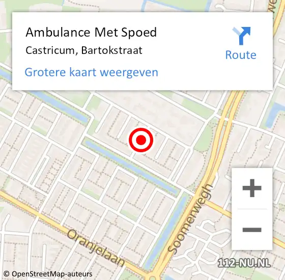 Locatie op kaart van de 112 melding: Ambulance Met Spoed Naar Castricum, Bartókstraat op 17 december 2021 22:24