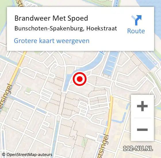 Locatie op kaart van de 112 melding: Brandweer Met Spoed Naar Bunschoten-Spakenburg, Hoekstraat op 17 december 2021 22:35