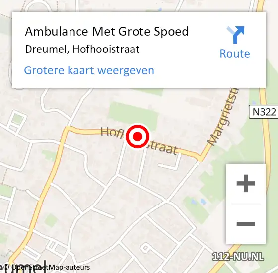 Locatie op kaart van de 112 melding: Ambulance Met Grote Spoed Naar Dreumel, Hofhooistraat op 17 december 2021 22:41