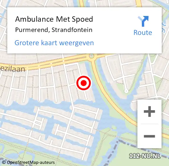 Locatie op kaart van de 112 melding: Ambulance Met Spoed Naar Purmerend, Strandfontein op 17 december 2021 22:41