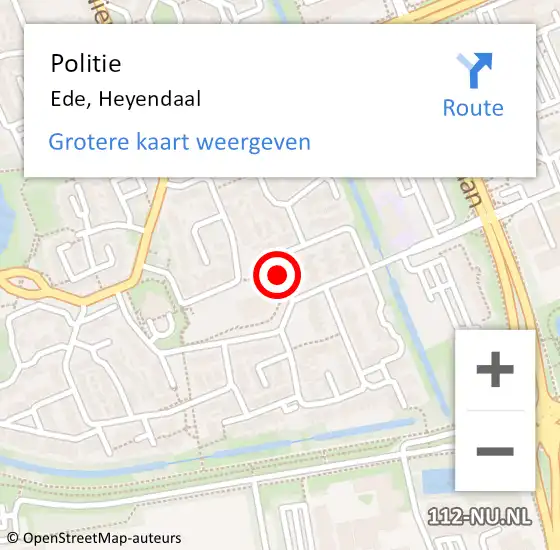 Locatie op kaart van de 112 melding: Politie Ede, Heyendaal op 17 december 2021 22:50