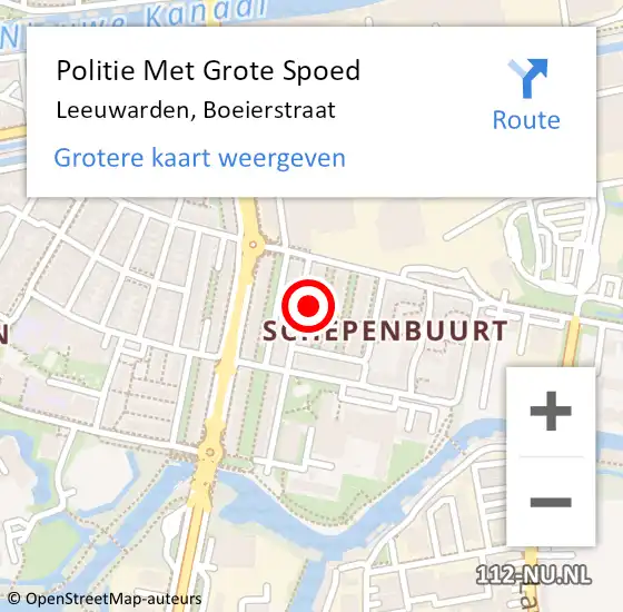 Locatie op kaart van de 112 melding: Politie Met Grote Spoed Naar Leeuwarden, Boeierstraat op 17 december 2021 23:01