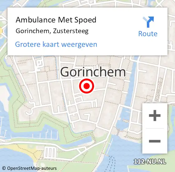 Locatie op kaart van de 112 melding: Ambulance Met Spoed Naar Gorinchem, Zustersteeg op 17 december 2021 23:09