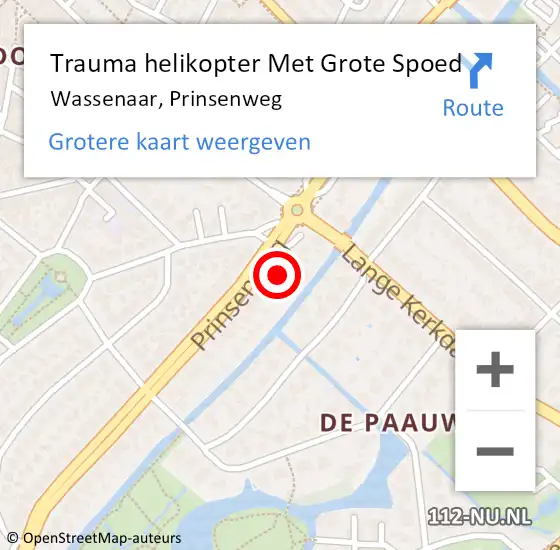 Locatie op kaart van de 112 melding: Trauma helikopter Met Grote Spoed Naar Wassenaar, Prinsenweg op 18 december 2021 00:56