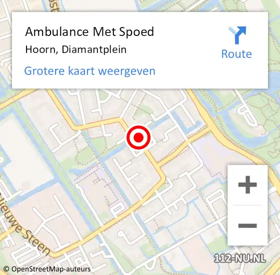 Locatie op kaart van de 112 melding: Ambulance Met Spoed Naar Hoorn, Diamantplein op 18 december 2021 01:10