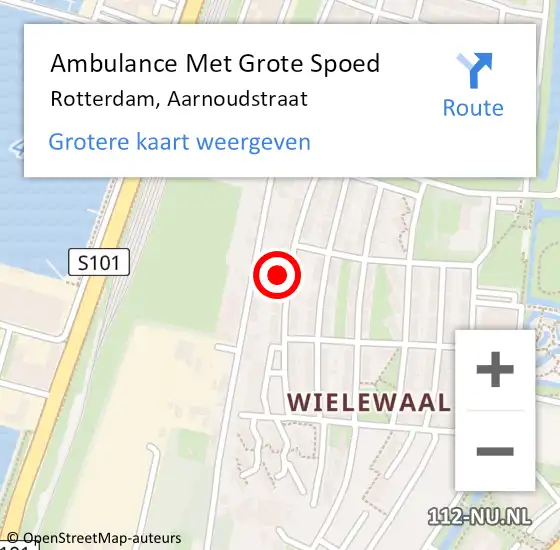 Locatie op kaart van de 112 melding: Ambulance Met Grote Spoed Naar Rotterdam, Aarnoudstraat op 18 december 2021 02:01